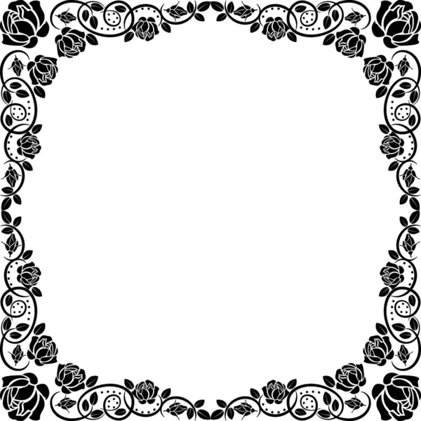Rose Frame Silhouette Vector Illustration — Stock Vector