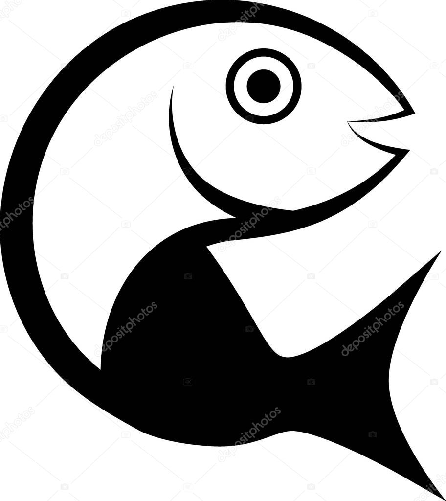 smiling fish, simple shape - vector illustration