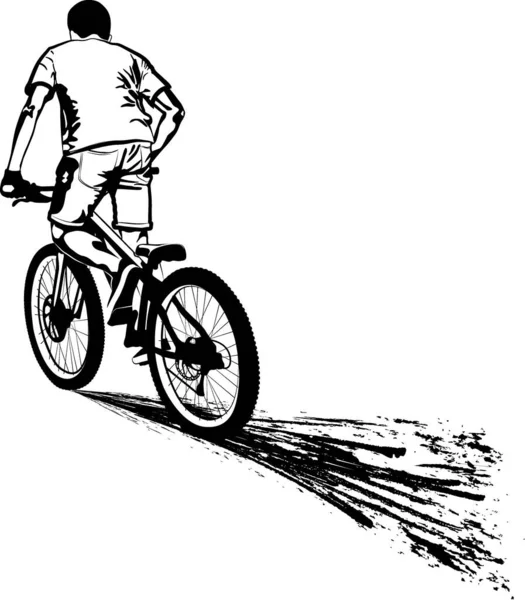 Illustration Vectorielle Noir Blanc Cycliste — Image vectorielle