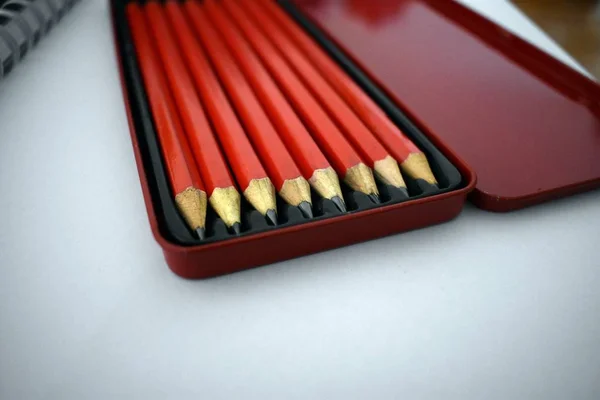 Led pencils in a tin case