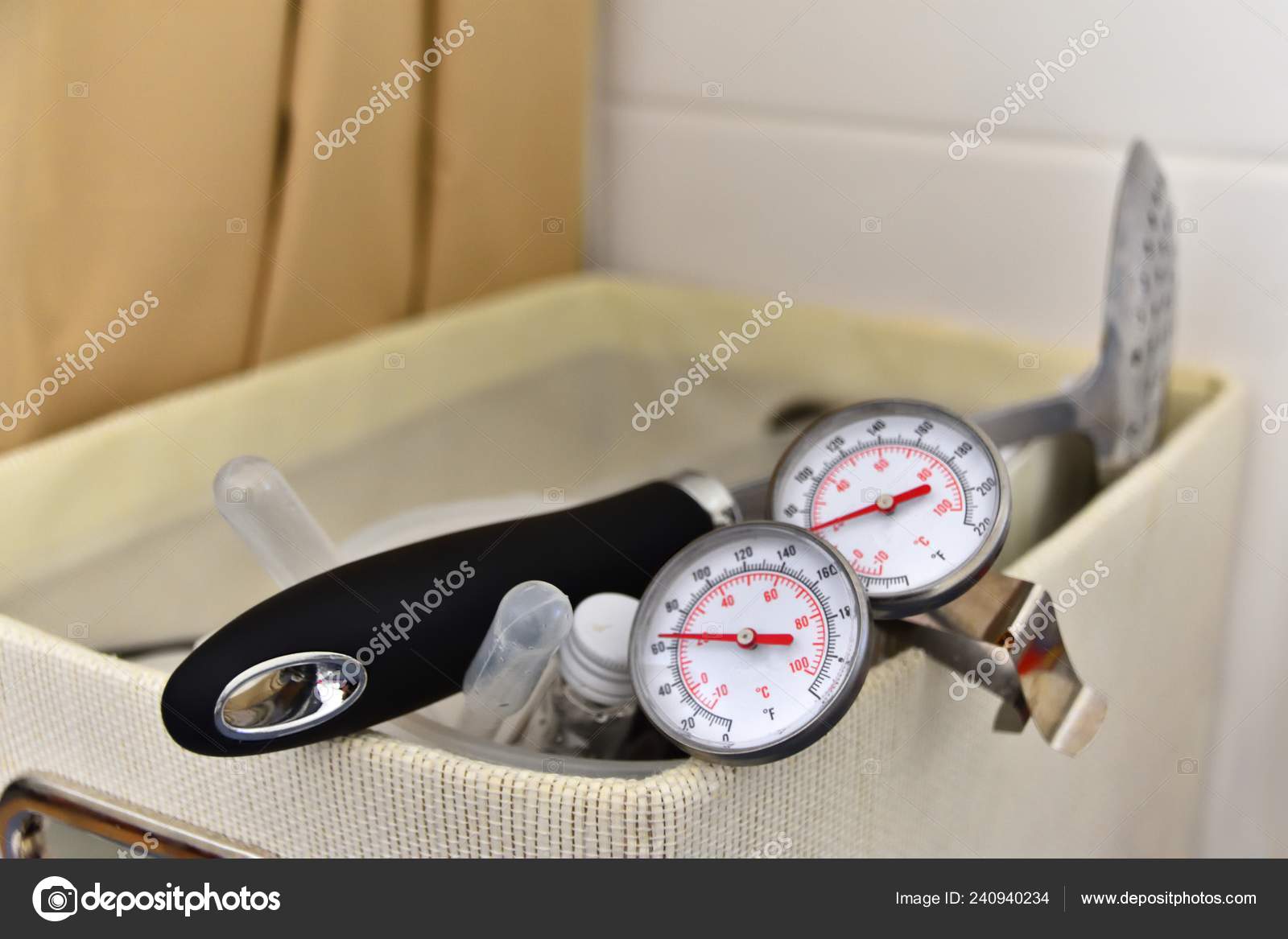 Cheese Making Kit Thermometers Pipette Strainer Stock Photo by ©binikins  240940234