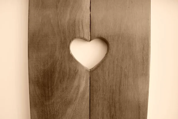 Coeur Sculpté Dans Bois — Photo