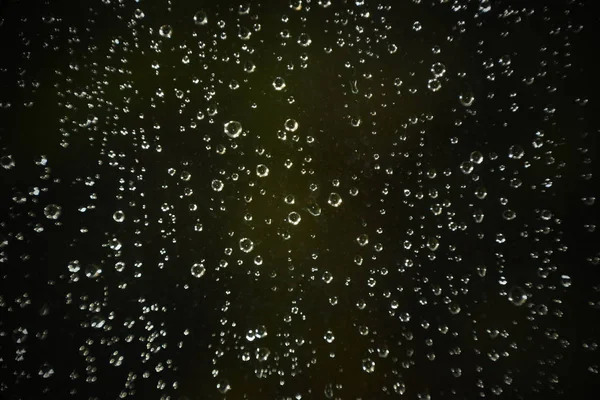 Gotas Chuva Vidro Com Fundo Verde — Fotografia de Stock