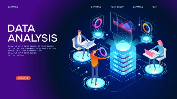 Data visualization isometric concept banner — Stock Vector