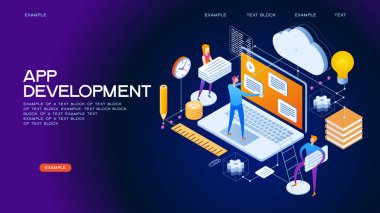 App Geliştirme izometrik kavramı afiş