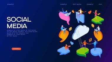 Sosyal ağlar diyalog konsepti afişi