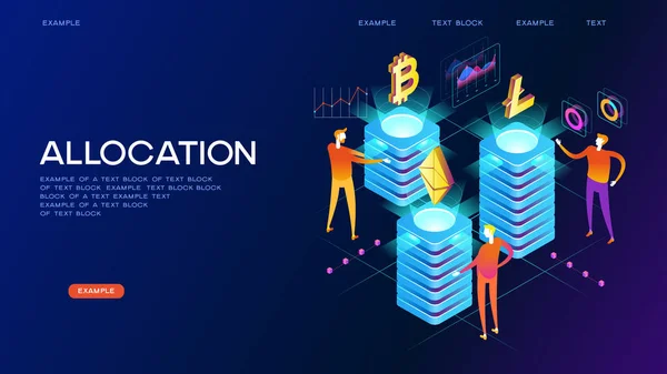 Bannière de concept isométrique d'allocation — Image vectorielle