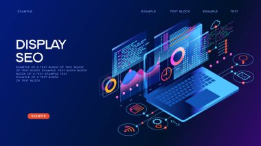 İş teknoloji yönetimi izometrik kavramı afiş