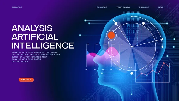 Analyse intelligence artificielle Bannière Web — Image vectorielle