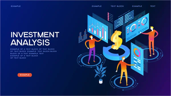 Investment analysis isometric concept banner — Stock Vector