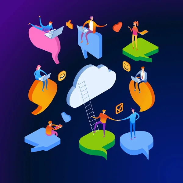 Sosyal ağlar diyalog konsepti afişi