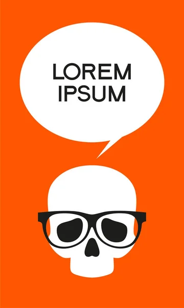 Череп Окулярах Мовна Бульбашка Плоска Ілюстрація Дизайну — стоковий вектор