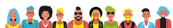 Helder Persoon Portret Avatars Klaar Handgetekende Platte Stijl Illustratie Van — Stockvector