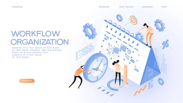 Konsep Organisasi Workkflow Banner Web - Stok Vektor