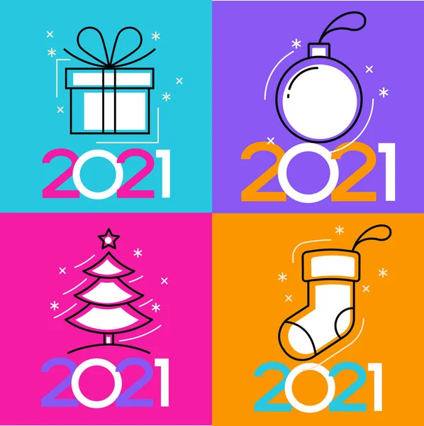 Vecteur 2021 Happy New Year Background Carte Cadeau Vacances Affiche — Image vectorielle