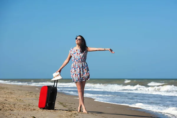 Junge Schöne Frau Urlaub Meer — Stockfoto