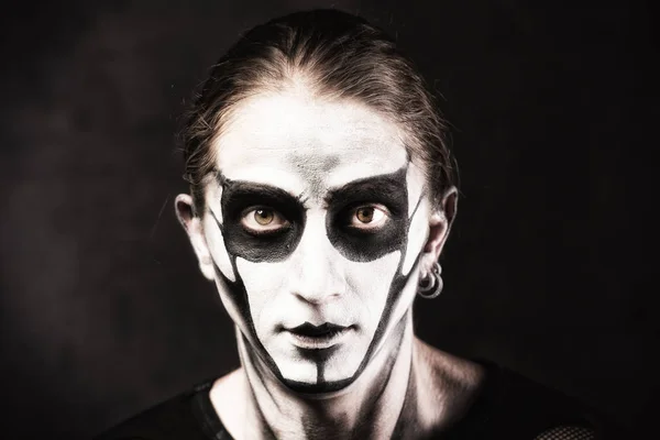 Portrait Man Goth Style Clothes Scull Makeup — Stock Photo, Image