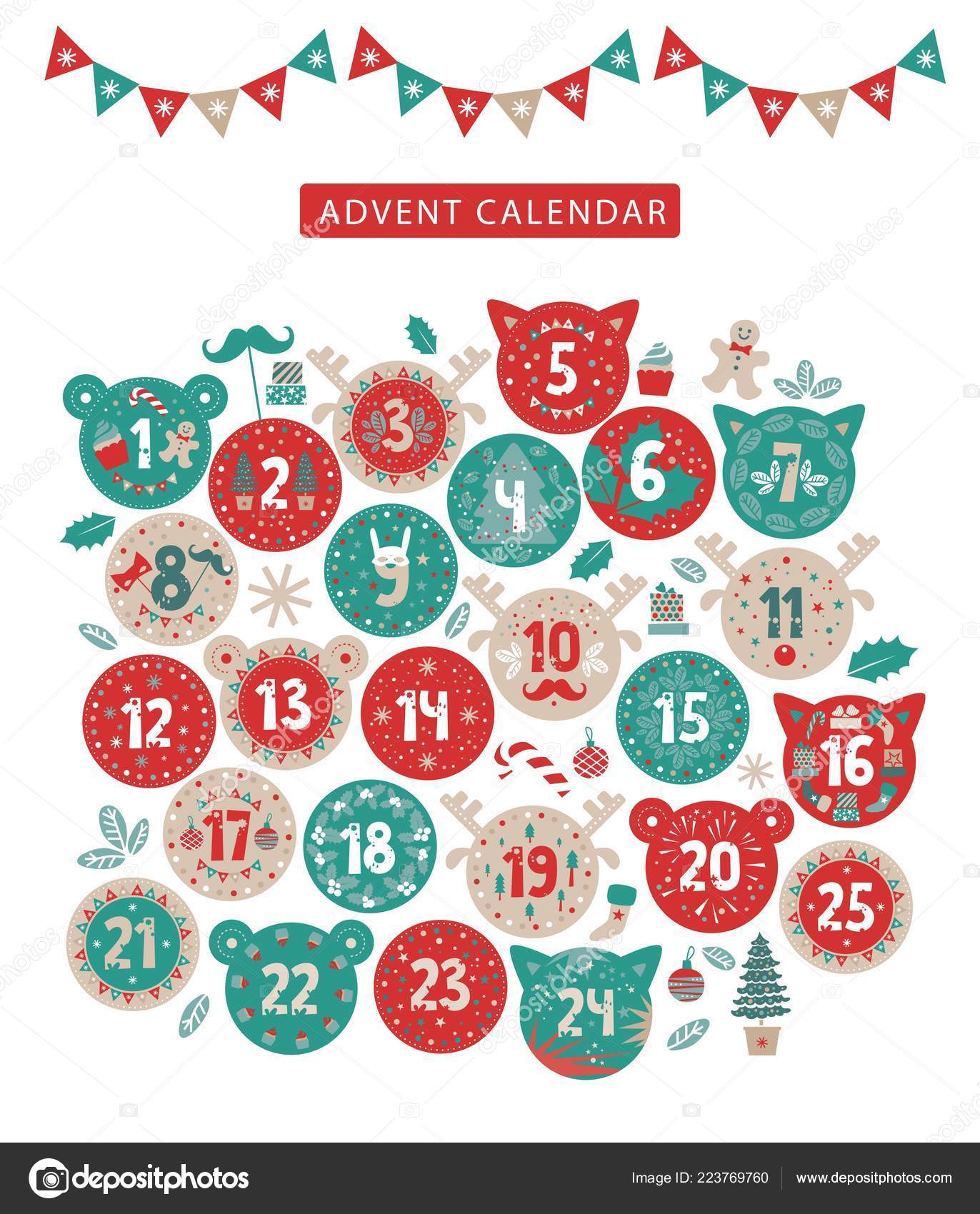 Merry Christmas advent calendar design Stock Vector by ©svetichch@mail.ru  223769760