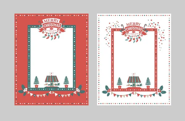 Weihnachtsrahmen für Glückwünsche, Einladungen, Postkarten — Stockvektor