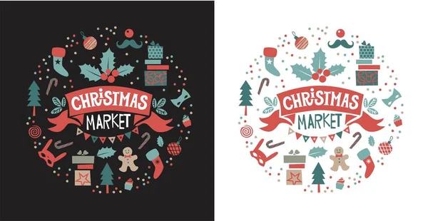 Mercado de Navidad Set — Vector de stock