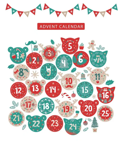 Frohe Weihnachten Adventskalender Design — Stockvektor