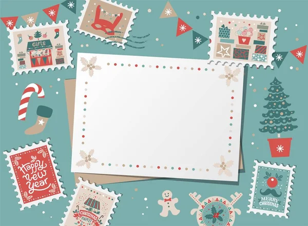 Festive Christmas border, frame, card — Stock Vector