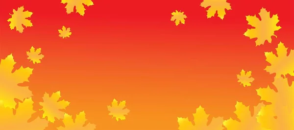 Daun maple musim gugur di latar lanskap musim gugur - Stok Vektor