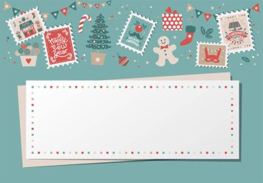 Noel dekoratif kartı, sınır, çerçeve