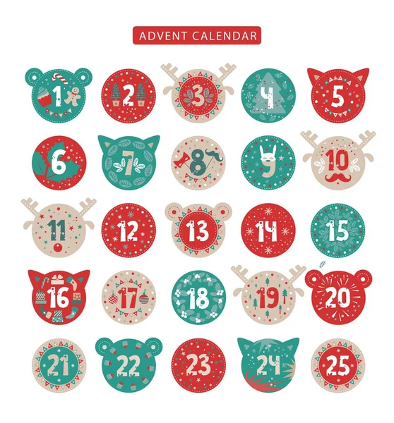 Frohe Weihnachten Adventskalender Design — Stockvektor