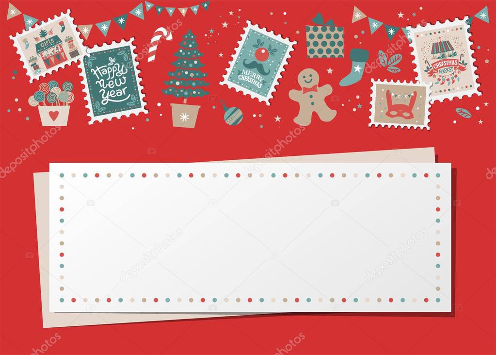 Christmas decorative card, border, frame 