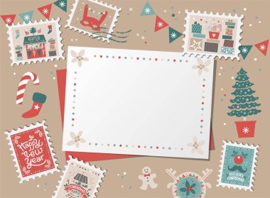 Christmas decorative card, border, frame clipart