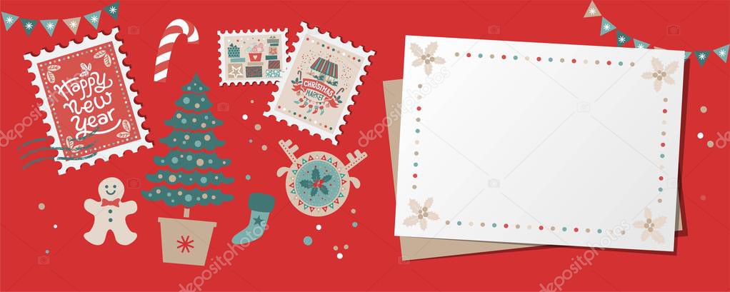 Festive Christmas border, frame, card
