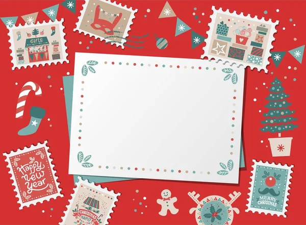 Feestelijke kerst grens, frame, kaart — Stockvector