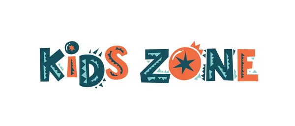 Emblème de zone pour enfants, signe en style dessin animé pour la salle de jeux pour enfants — Image vectorielle
