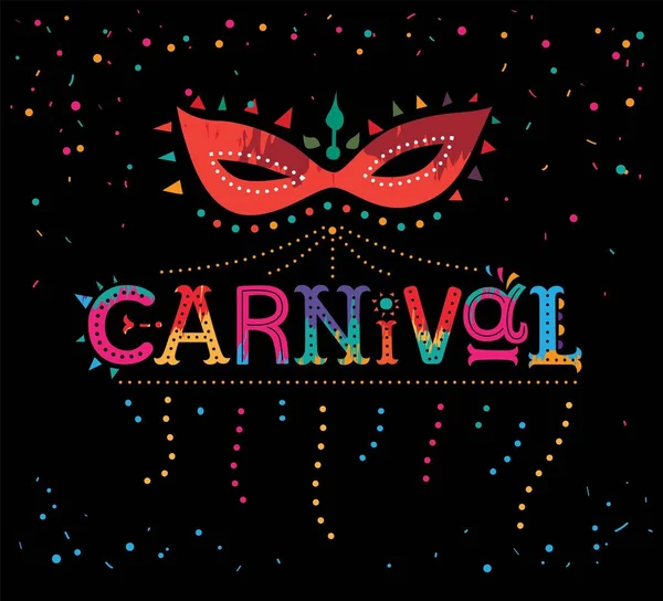 Carnival handritad bokstäver design, maskerad Mask — Stockfoto