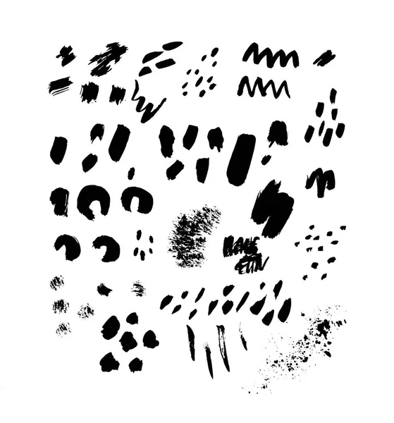 Grunge dessiné à la main abstraits coups de pinceau noir — Image vectorielle