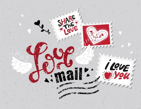 Lettering Love mail — Stock Vector