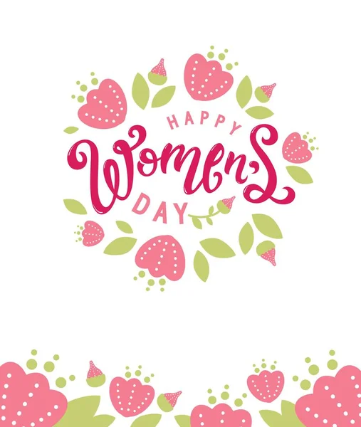 Internationale Vrouwendag dagteken, embleem, logo op bloemen achtergrond — Stockvector