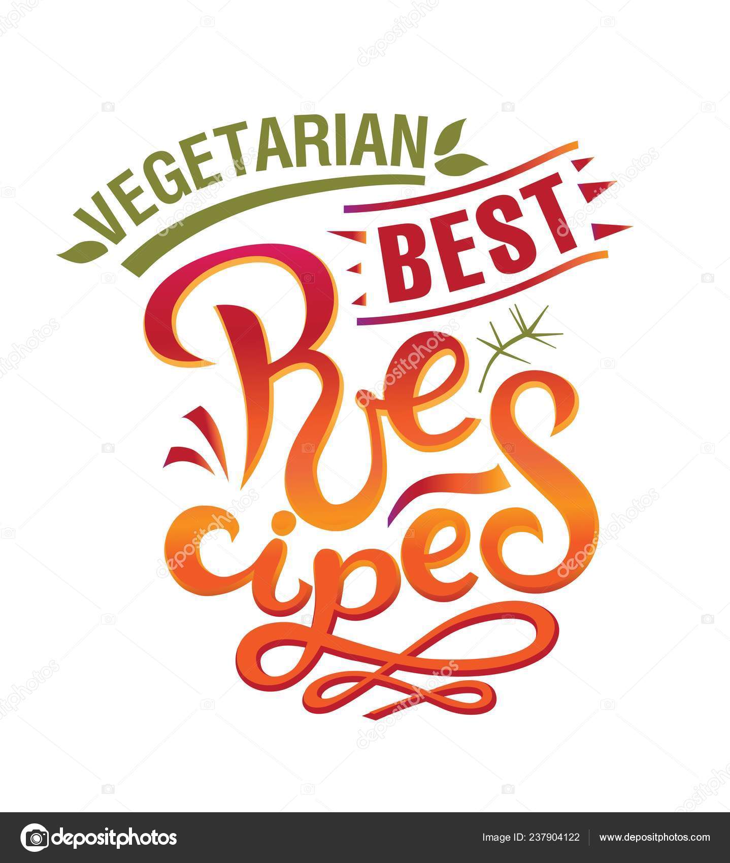 Lettering BEST Vegetarian Recipes sign, hand,drawn Recipes