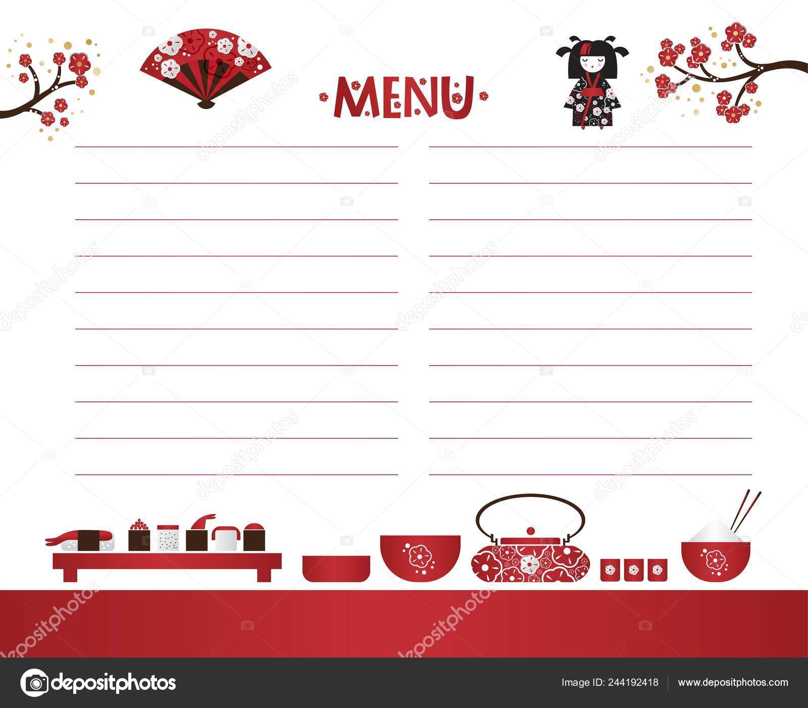Restaurant cafe menu, template design in cartoon style. Asian cuisine Stock  Vector Image by ©svetichch@ #244192418