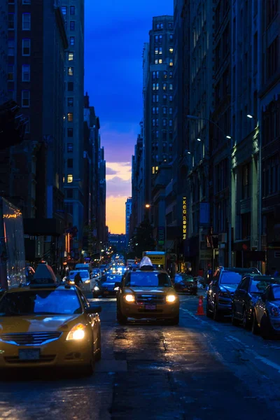 New York City Night View Street — Stockfoto