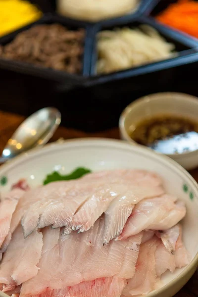 Comida Tradicional Coreana Peixe Cru — Fotografia de Stock