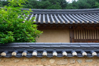 Confucianist köyü Kore kiremit çatılı evi