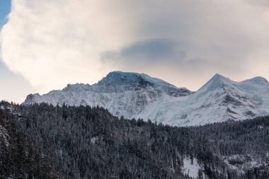 İsviçre kış soğuk kış mavi dağ