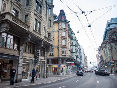 soğuk kış ve kar Lucerne, İsviçre.