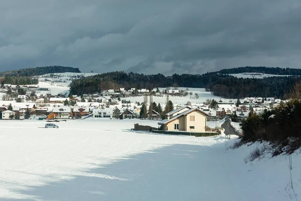 Sviçre Nin Soğuk Kış Kar — Stok fotoğraf