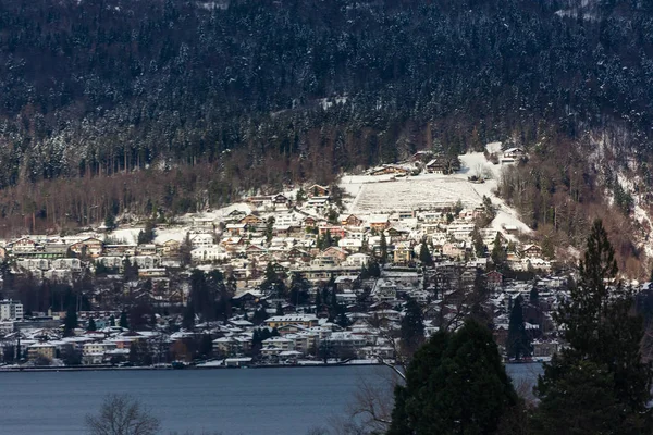 Ένα Κρύο Χιονισμένο Χωριό Στην Ελβετία — Φωτογραφία Αρχείου