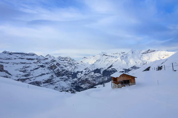 Zwitserse Ski Oord Koude Winter — Stockfoto