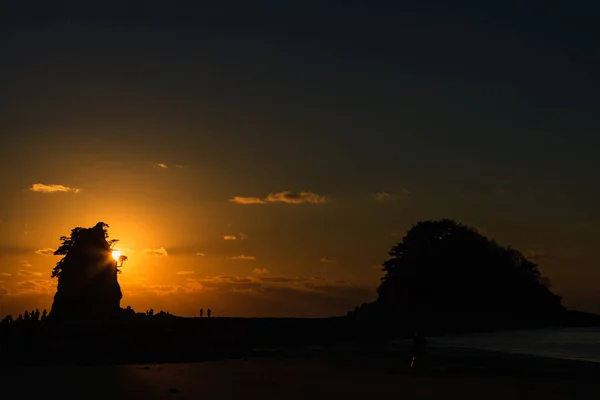 Pôr Sol Praia Flor Mar Ocidental — Fotografia de Stock