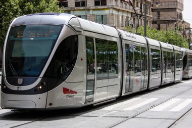 Kudüs İsrail 02 Mayıs 2018 öğleden sonra Kudüs'te Jaffa street tramvayda görünümünü